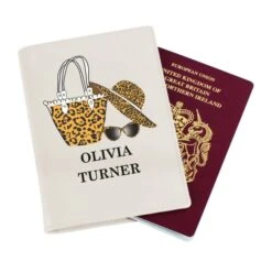 Personalised Leopard Print Cream Passport Holder -PERSONALISE STORE p101493 2