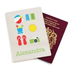 Personalised Bright Travel Cream Passport Holder -PERSONALISE STORE p101494 2