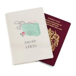 Personalised Vintage Pastel Travel Cream Passport Holder -PERSONALISE STORE p101498 2