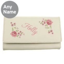 Personalised Floral Cream Leather Purse -PERSONALISE STORE p1014a22 6