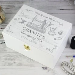 Personalised Sewing Kit White Wooden Keepsake Box -PERSONALISE STORE p1014a41 3