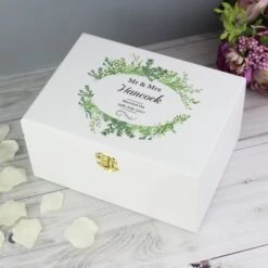 Personalised Fresh Botanical White Wooden Keepsake Box -PERSONALISE STORE p1014a43 6