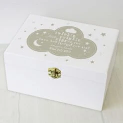 Personalised Twinkle Twinkle White Wooden Keepsake Box -PERSONALISE STORE p1014a44 2