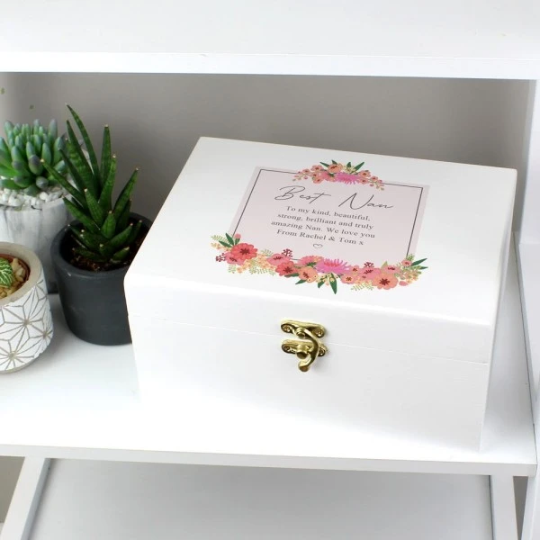 Personalised Floral Wishes White Wooden Keepsake Box 4 Personalised Floral Wishes White Wooden Keepsake Box - Image 4