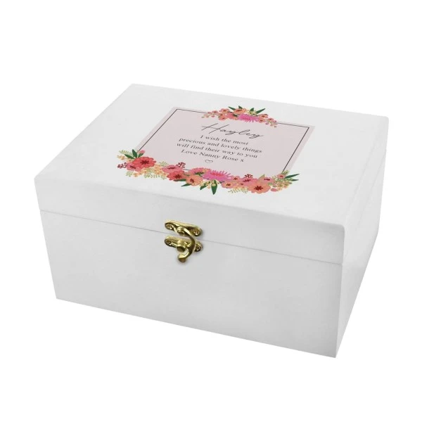 Personalised Floral Wishes White Wooden Keepsake Box 5 Personalised Floral Wishes White Wooden Keepsake Box - Image 5