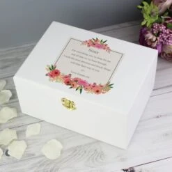 Personalised Floral Wishes White Wooden Keepsake Box 15 Personalised Floral Wishes White Wooden Keepsake Box -PERSONALISE STORE p1014a46 5