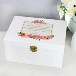 Personalised Floral Wishes White Wooden Keepsake Box 16 Personalised Floral Wishes White Wooden Keepsake Box -PERSONALISE STORE p1014a46 6