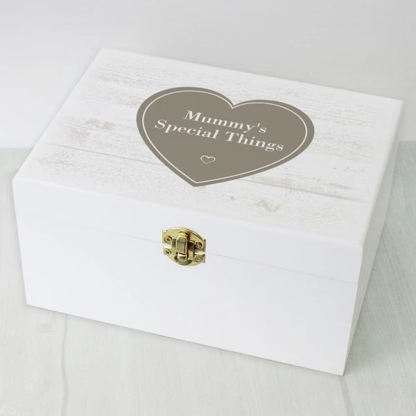 Personalised Rustic Heart White Wooden Keepsake Box 5 Personalised Rustic Heart White Wooden Keepsake Box - Image 5