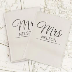 Personalised Classic Mr & Mrs Cream Passport Holders