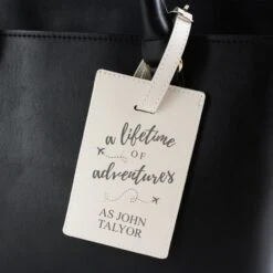 Personalised "Lifetime Of Adventures" Cream Luggage Tag -PERSONALISE STORE p1014a70 2