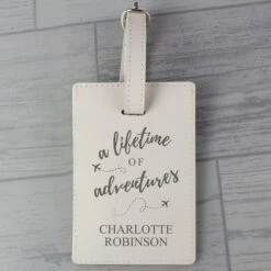 Personalised "Lifetime Of Adventures" Cream Luggage Tag -PERSONALISE STORE p1014a70 4