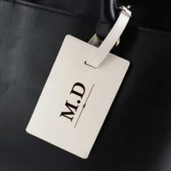Personalised Classic Initials Cream Luggage Tag