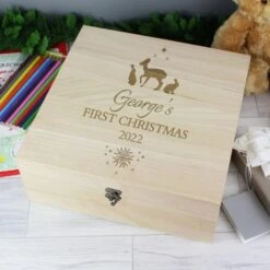 Personalised Christmas Large Wooden Keepsake Box -PERSONALISE STORE p1014b12 3