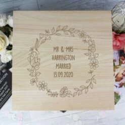 Personalised Floral Wreath Large Wooden Keepsake Box -PERSONALISE STORE p1014b13 4
