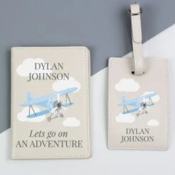 Personalised Blue Plane Passport Holder & Luggage Tag Set -PERSONALISE STORE p1014b23 3