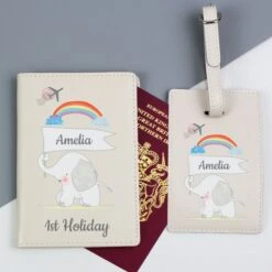 Personalised My 1st Cream Passport Holder & Luggage Tag Set -PERSONALISE STORE p1014b26 2