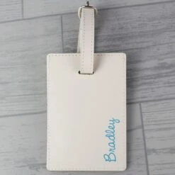 Personalised Blue Name Cream Luggage Tag -PERSONALISE STORE p1014b40 2