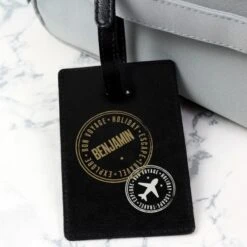 Personalised Stamped Black Luggage Tag -PERSONALISE STORE p1014b62 3