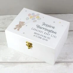 Personalised Teddy & Balloons White Wooden Keepsake Box -PERSONALISE STORE p1014b68 3