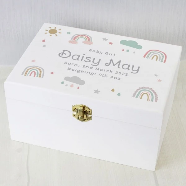 Personalised Rainbow White Wooden Keepsake Box 7 Personalised Rainbow White Wooden Keepsake Box - Image 7