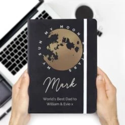 Personalised Moon & Stars Black Hardback Notebook -PERSONALISE STORE p1014b79 2