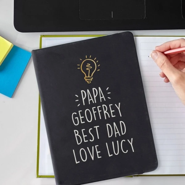 Personalised Light Bulb Black Hardback Notebook 1 Personalised Light Bulb Black Hardback Notebook