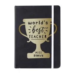 Personalised Worlds Best Teacher Trophy Black Hardback Notebook -PERSONALISE STORE p1014b86 3