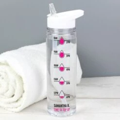 Personalised Pink "Hydration Tracker" Water Bottle