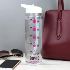 Personalised Pink "Hydration Tracker" Water Bottle -PERSONALISE STORE p103214 2