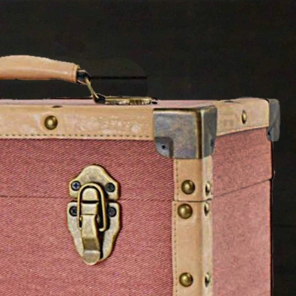 Personalised 12 Inch Record Storage Box - Burgundy Cloth With Cream Leather Trim - Half Record Sticker 2 Personalised 12 Inch Record Storage Box - Burgundy Cloth With Cream Leather Trim - Half Record Sticker - Image 2