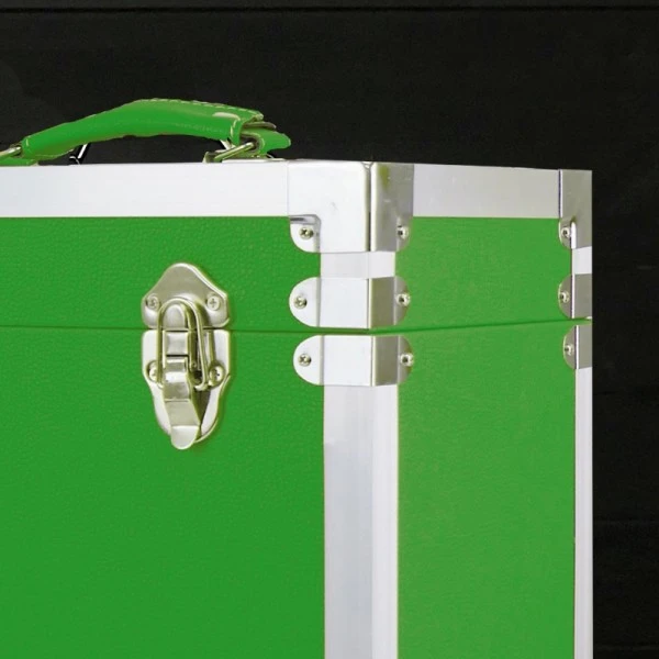 Personalised 12 Inch Record Storage Box - Green Leather Effect With Metal Trim - Record Laser Etched 3 Personalised 12 Inch Record Storage Box - Green Leather Effect With Metal Trim - Record Laser Etched - Image 3