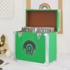 Personalised 12 Inch Record Storage Box - Green Leather Effect With Metal Trim - Half Record Sticker
