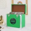 Personalised 12 Inch Record Storage Box - Green Leather Effect With Metal Trim - Record Sticker