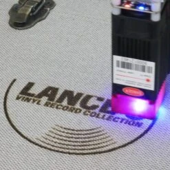 Personalised 12 Inch Record Storage Box - Grey Cloth With Brown Leather Trim - Record Laser Etched -PERSONALISE STORE personalised 12 inch record storage box grey record laser engraved 02