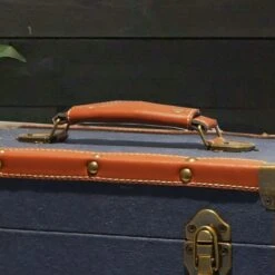 Personalised 12 Inch Record Storage Box - Navy Cloth With Brown Leather Trim - Half Record Sticker 7 Personalised 12 Inch Record Storage Box - Navy Cloth With Brown Leather Trim - Half Record Sticker -PERSONALISE STORE personalised 12 inch record storage box navy cloth all 02 2