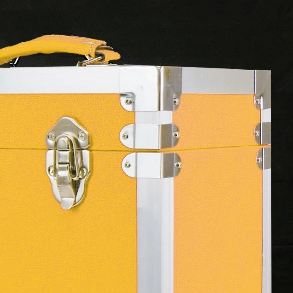 Personalised 12 Inch Record Storage Box - Yellow Leather Effect With Metal Trim - Record Sticker 3 Personalised 12 Inch Record Storage Box - Yellow Leather Effect With Metal Trim - Record Sticker - Image 3