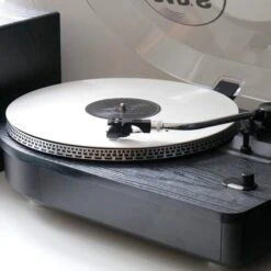 Personalised Camden Bluetooth Turntable With Bookshelf Speakers - Black - Record Sticker -PERSONALISE STORE personalised camden bluetooth turntable with bookshelf speakers black record sticker 03