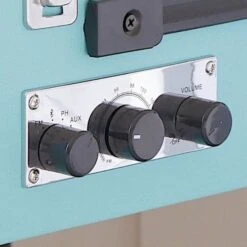 Personalised Retro Style Record Player On Legs - Blue - Record Sticker -PERSONALISE STORE personalised retro style record player on legs blue record sticker 07