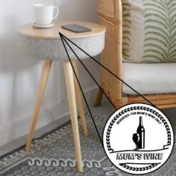 Tabblue Personalised Bluetooth Side Table With Surround Sound - Light Wood - Wine Sticker