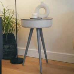 Tabblue Personalised Bluetooth Side Table With Surround Sound - Grey - Wine Sticker -PERSONALISE STORE tabblue personalised bluetooth side table with surround sound grey 01 1