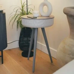 Tabblue Personalised Bluetooth Side Table With Surround Sound - Grey - Wine Sticker -PERSONALISE STORE tabblue personalised bluetooth side table with surround sound grey 02 1