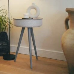 Tabblue Personalised Bluetooth Side Table With Surround Sound - Grey - Wine Sticker -PERSONALISE STORE tabblue personalised bluetooth side table with surround sound grey 05 1