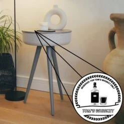 Tabblue Personalised Bluetooth Side Table With Surround Sound - Grey - Whiskey Sticker