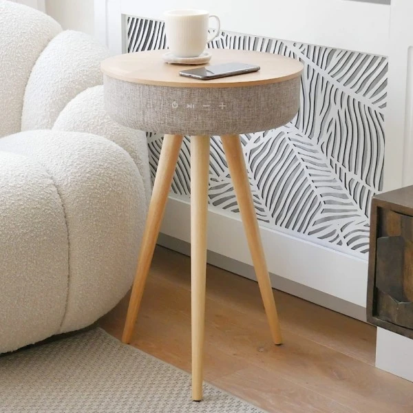 Tabblue Personalised Bluetooth Side Table With Surround Sound - Light Wood - Beer Sticker 2 Tabblue Personalised Bluetooth Side Table With Surround Sound - Light Wood - Beer Sticker - Image 2