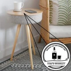 Tabblue Personalised Bluetooth Side Table With Surround Sound - Light Wood - Whiskey Sticker