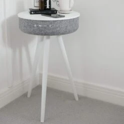 Tabblue Personalised Bluetooth Side Table With Surround Sound - White - G&T Sticker -PERSONALISE STORE tabblue personalised bluetooth side table with surround sound white 03 1
