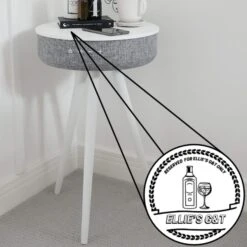 Tabblue Personalised Bluetooth Side Table With Surround Sound - White - G&T Sticker